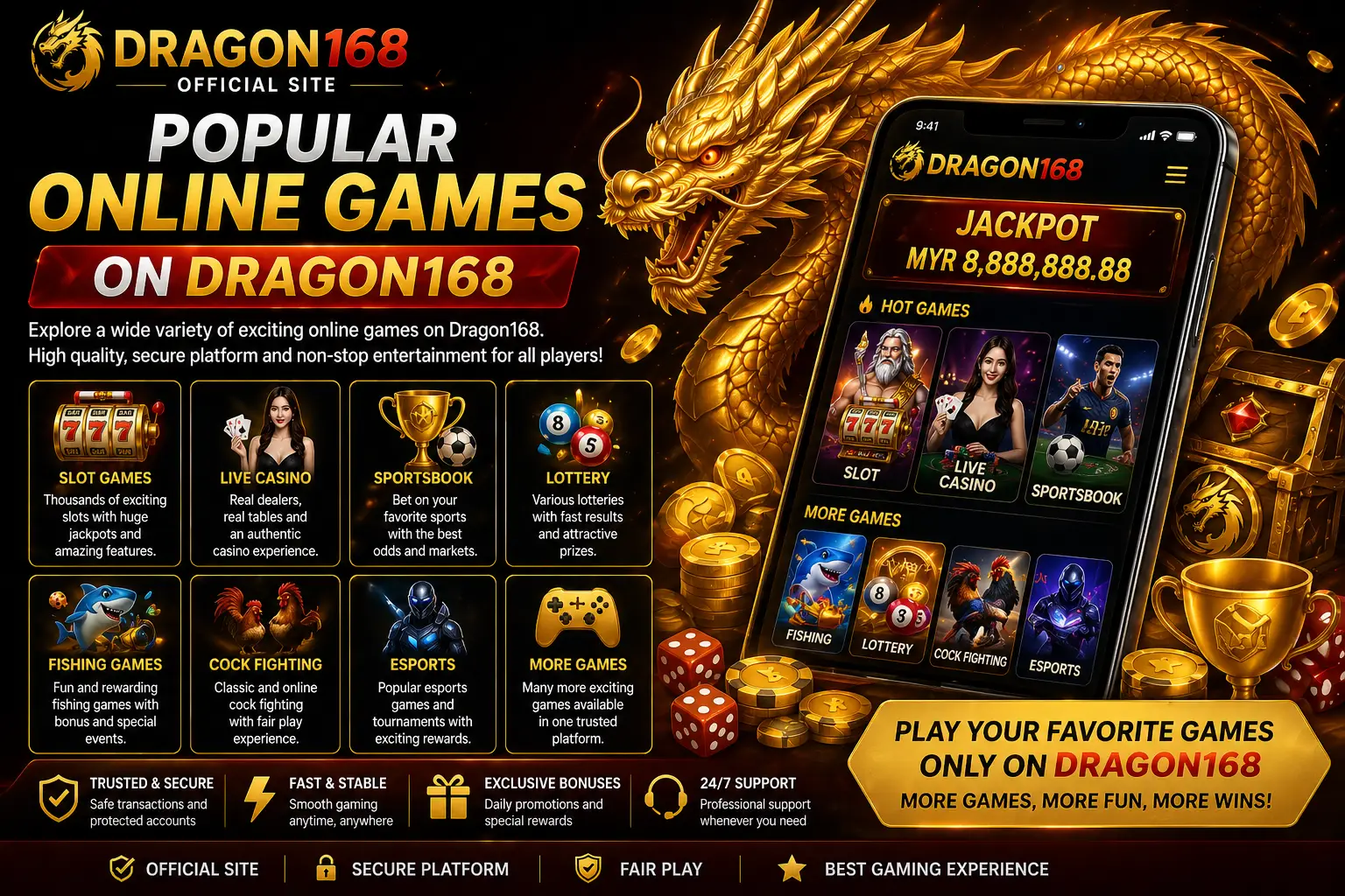 Popular online games available on Dragon168