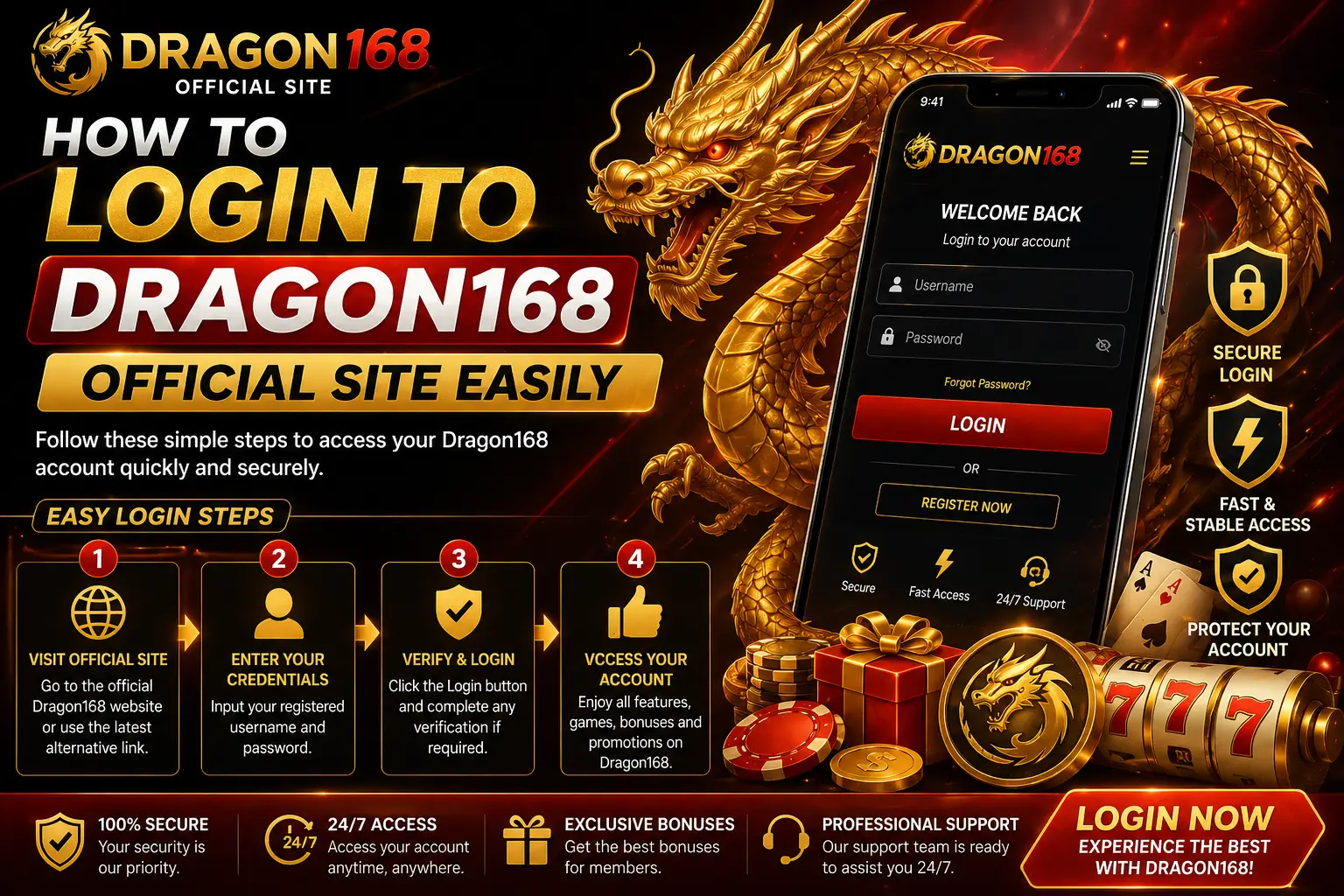 How to login to Dragon168 official site