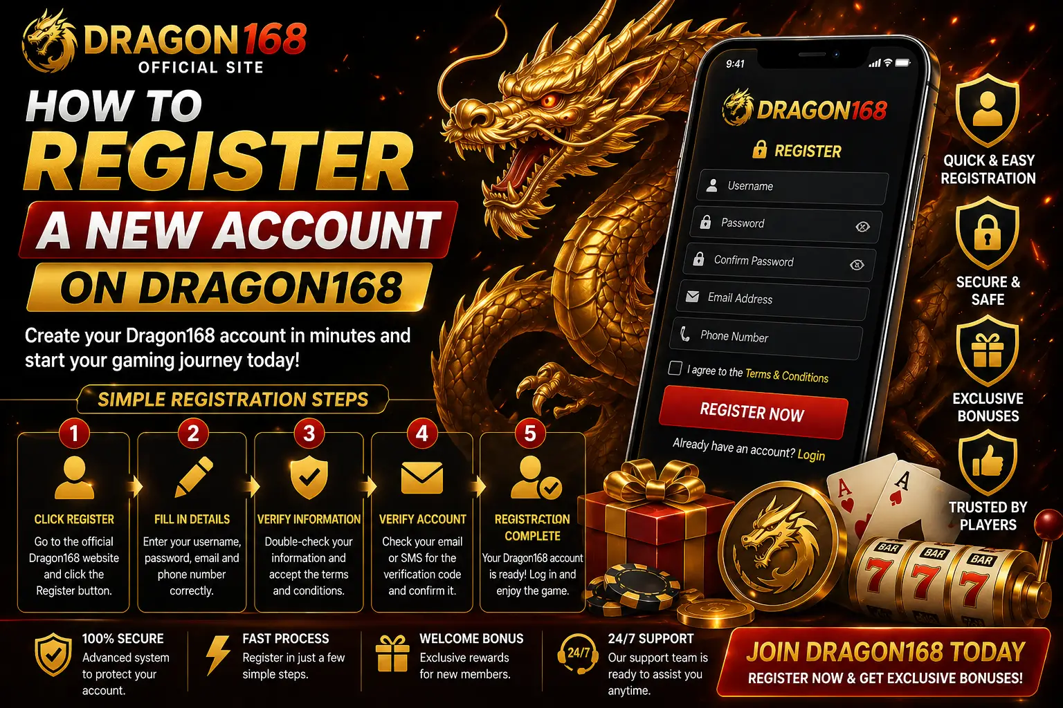 Guide to register a new account at Dragon168